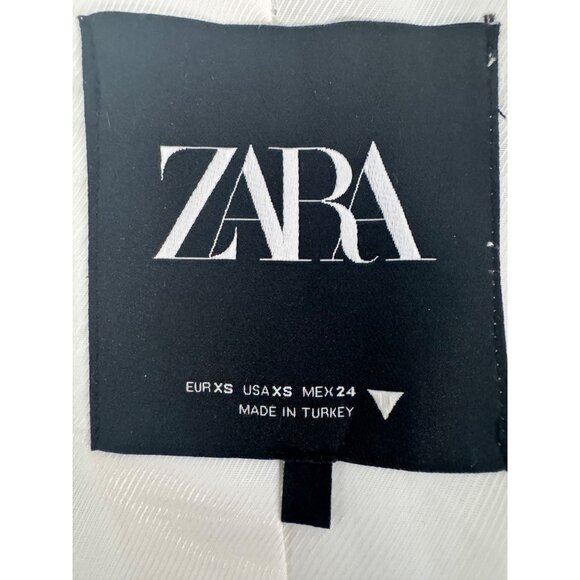 ZARA XS Light Green Tweed Cropped Jacket Notched Collar Summer Weight - Picture 2 of 15